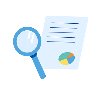 虫眼鏡と書類のイメージイラスト